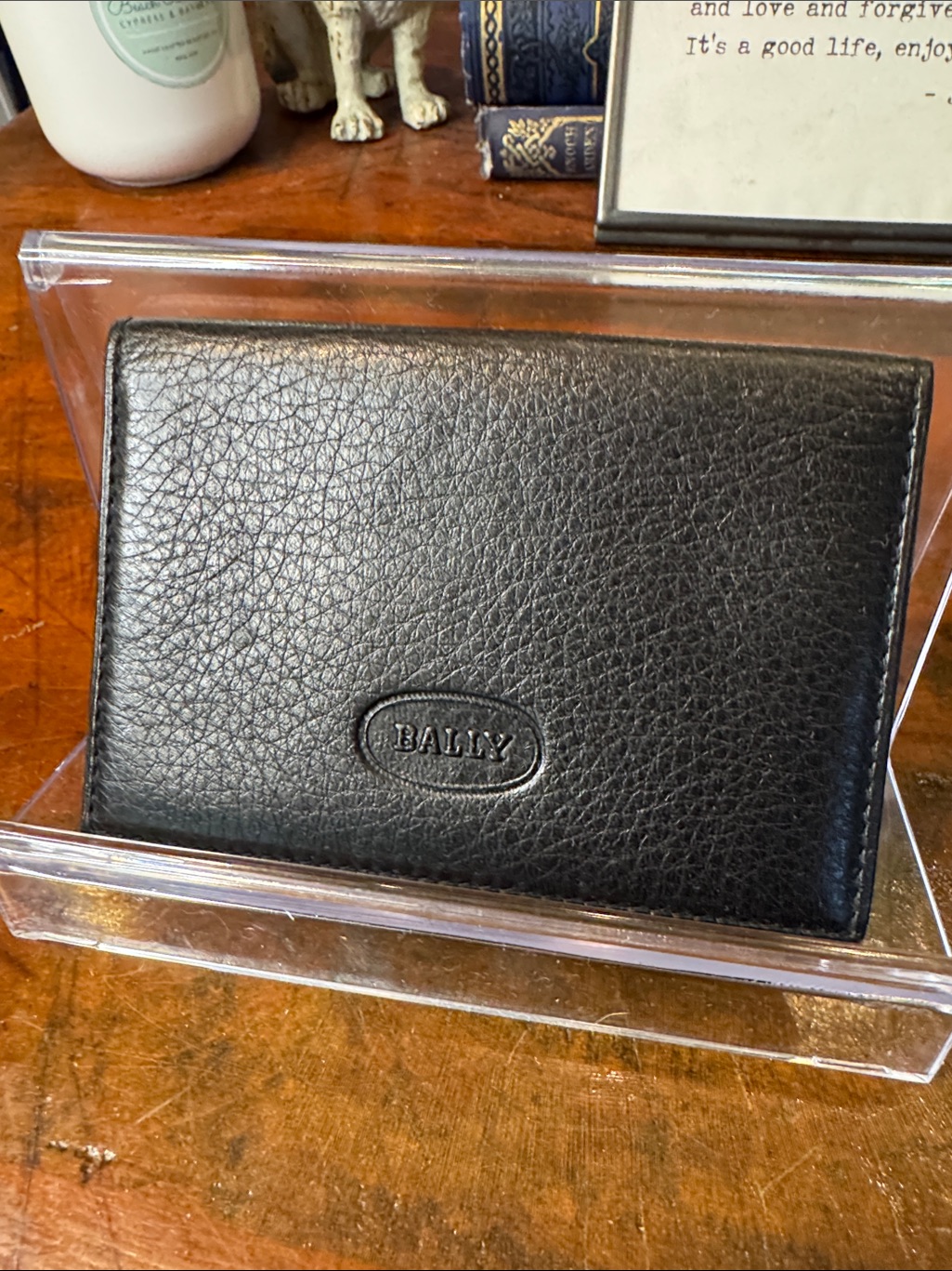 Vintage Bally Black Pebbled Leather Card Holder